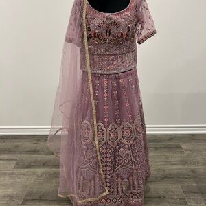 🌸 Embroidered Mauve Lehenga with Dupatta